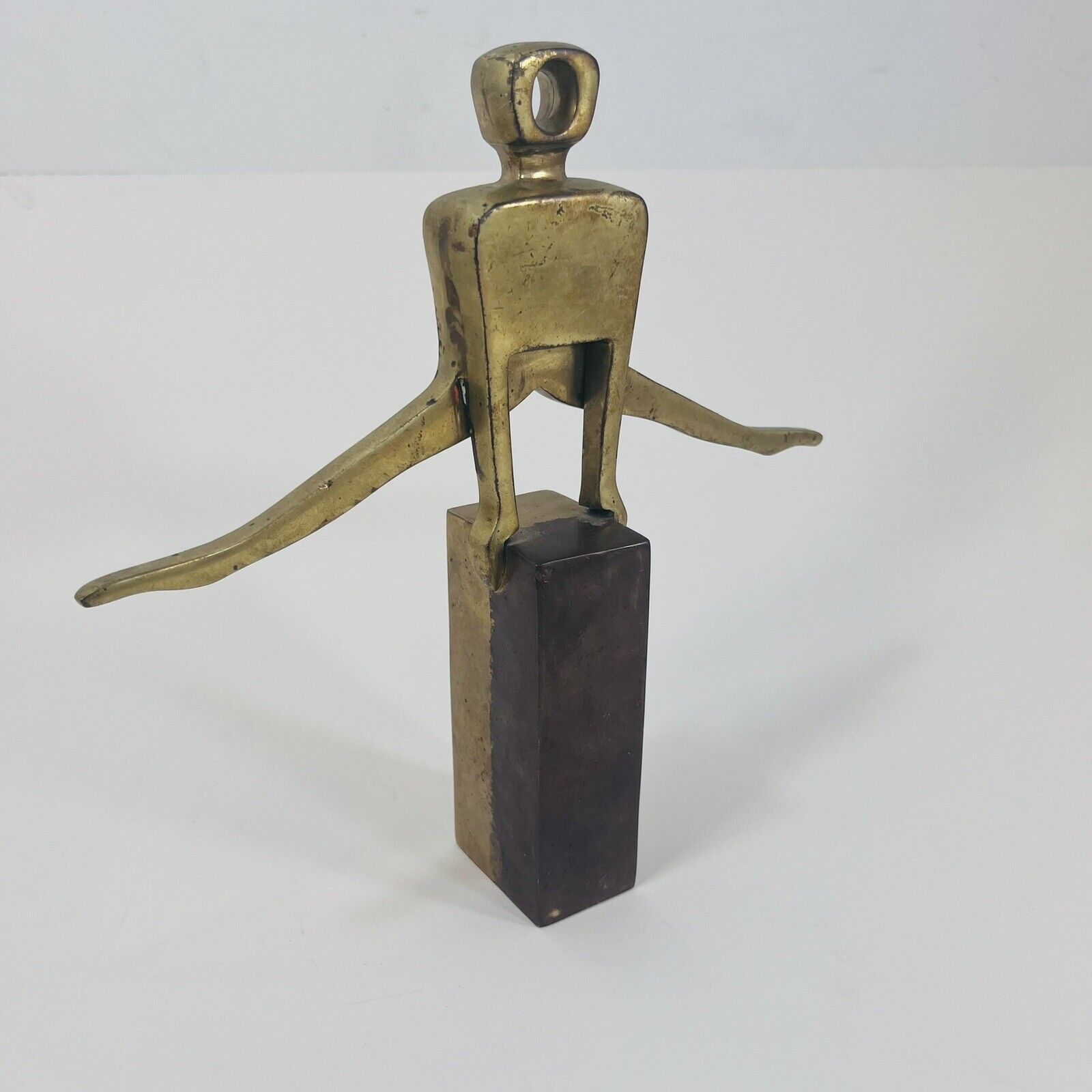 Vintage Brass Abstract Sculpture of Gymnast by Dolbi Cashier - Modernist Design
