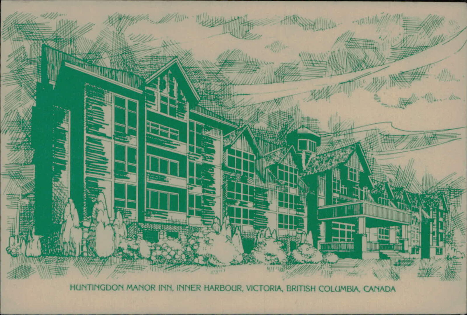 Postcard: HUNTINGDON MANOR INN, INNER HARBOUR, VICTORIA, BC