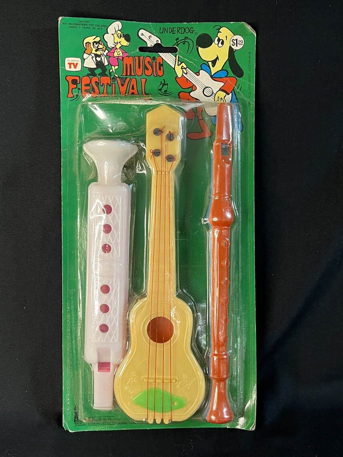 RARE Vtg 1975 UNDERDOG Music Festival Toy Instrument Set LARAMIE 70\'s NOS TV