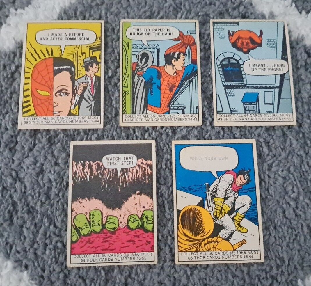 1966 Donruss Marvel Super Heroes, Lot of 5 Cards