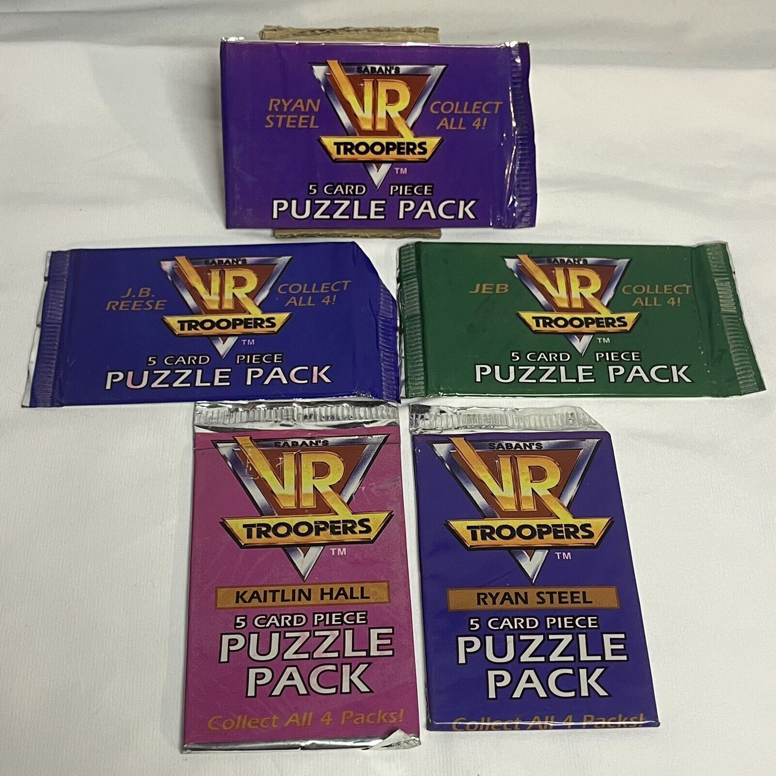 LOT OF 5 - VR Troopers Trading Cards Puzzle Pack - 5 Cards Per Pack - Mix - NEW