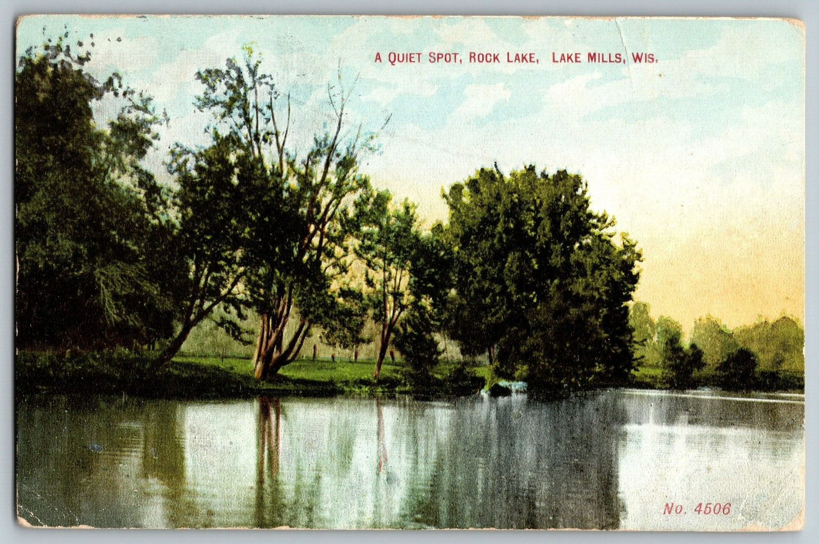 Lake Mills, Wisconsin - A Quiet Spot, Rock Lake - Vintage Postcard - Posted