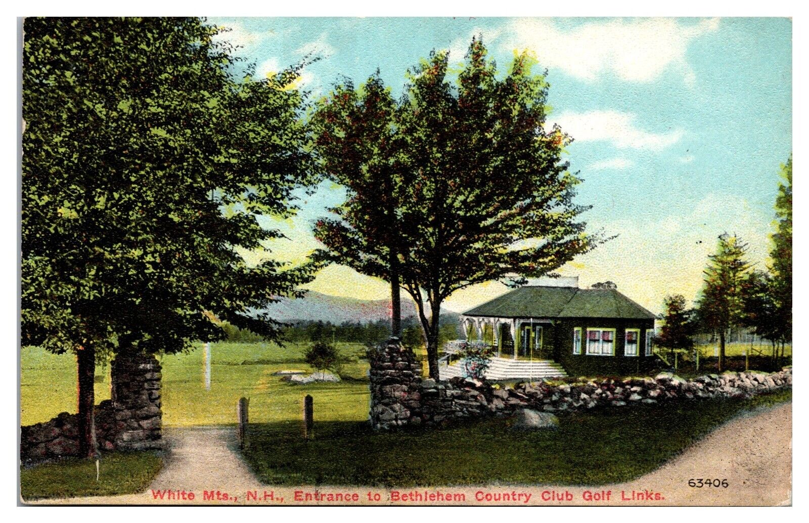 ANTQ Entrance To Bethlehem Country Club Golf Links, White Mtns, NH Postcard