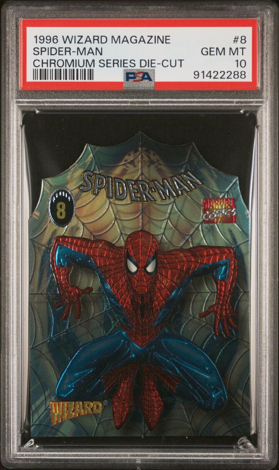 1996 Wizard Magazine Spider-Man Chromium Series Die-Cut #8 GEM MINT PSA 10 RARE
