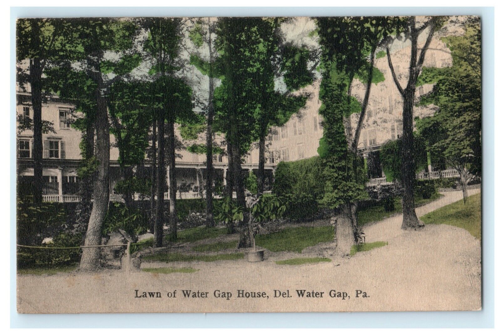 Lawn of Water Gap House Delaware Pennsylvania Hauser\'s Souvenir Vintage Postcard
