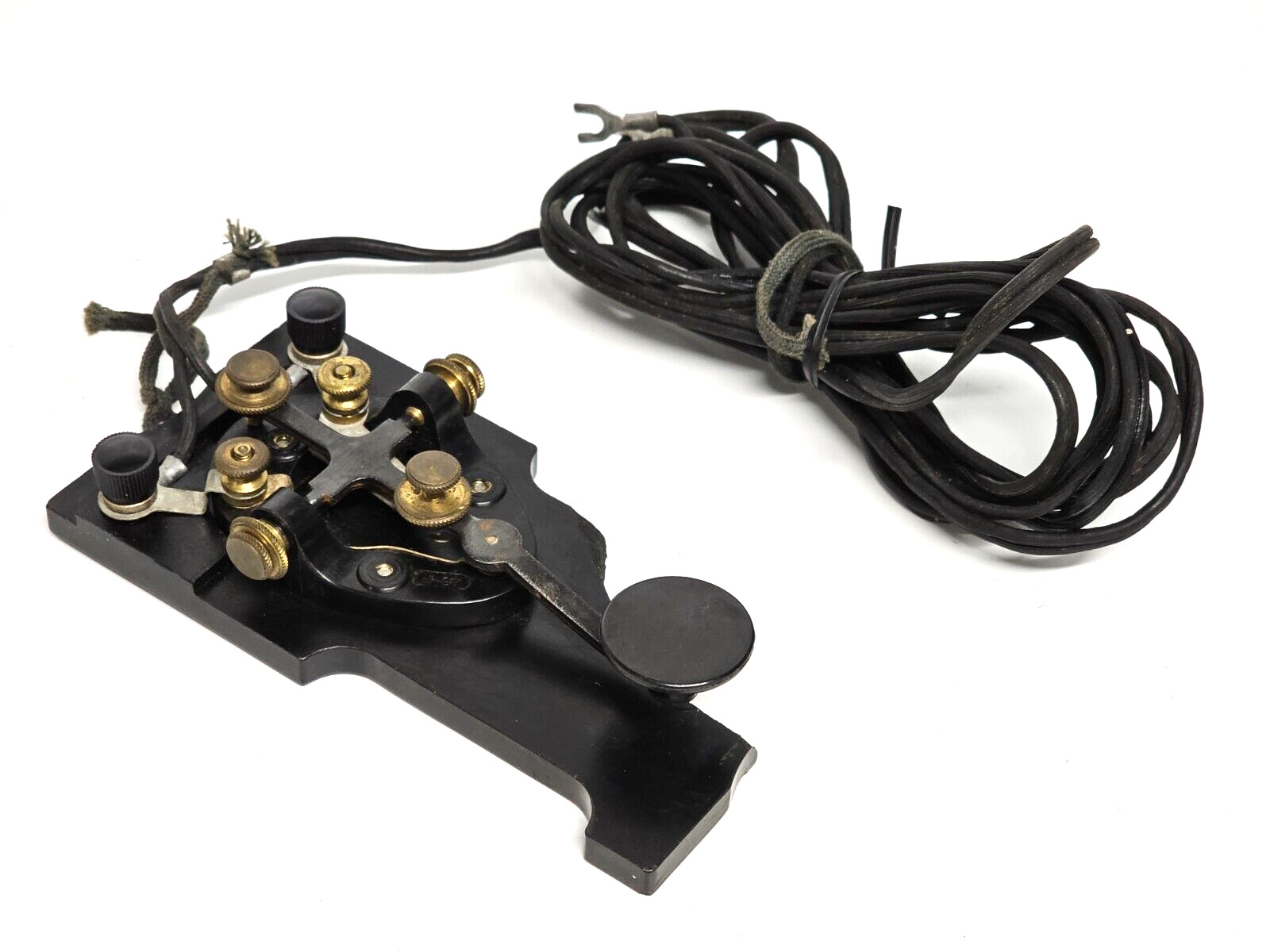 Vintage J-37 CW Morse Code Telegraph Straight Key Keyer on broken Bakelite Base