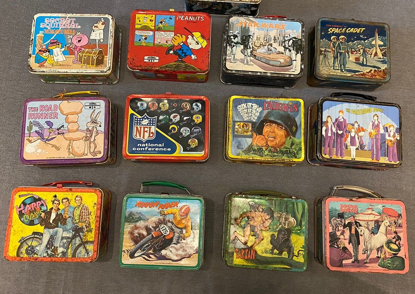 VINTAGE METAL LUNCH BOX LOT OF 13 LUNCHBOX NO THERMOS 