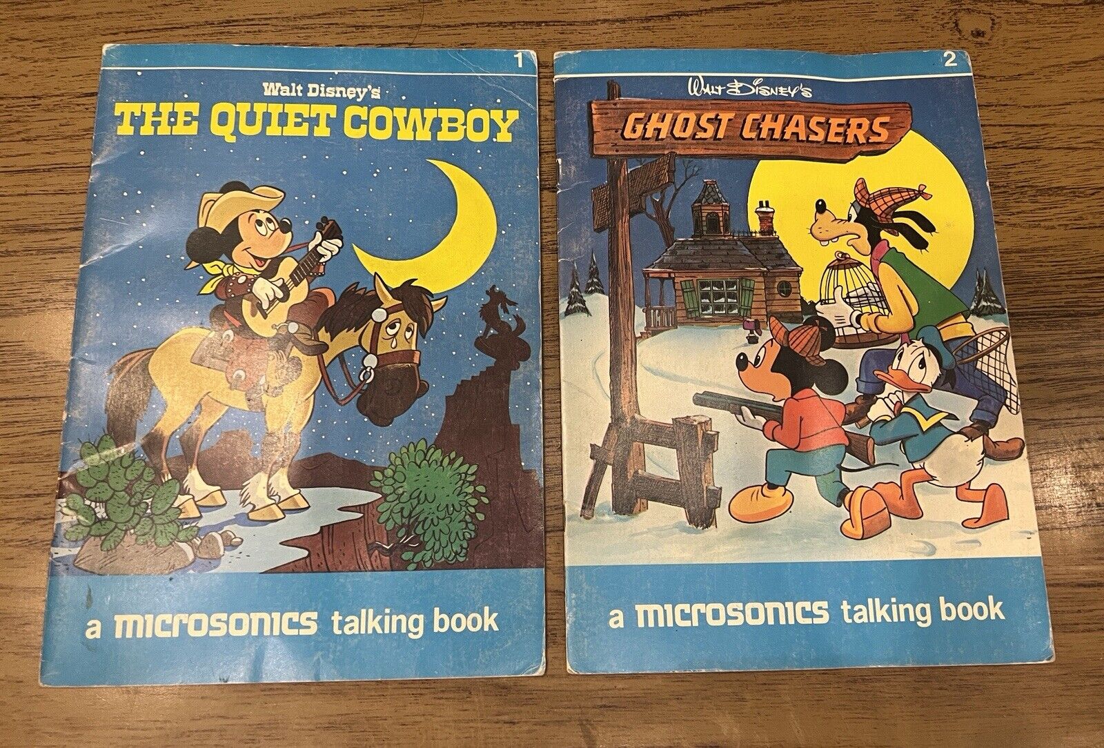 Walt Disney’s The Quiet Cowboy & Ghost Chaser  microsonics talking book Lot RARE