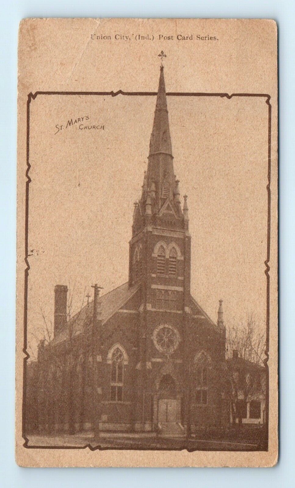 pre-1907 Union City, IN Postcard - ST. MARY\'S CHURCH - UDB  - READ CONDITION