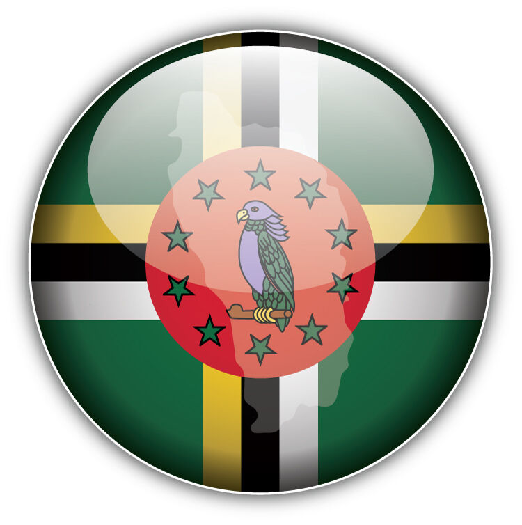 Dominica Glossy Map Flag Label Car Bumper Sticker Decal 5\'\' x 5\'\'