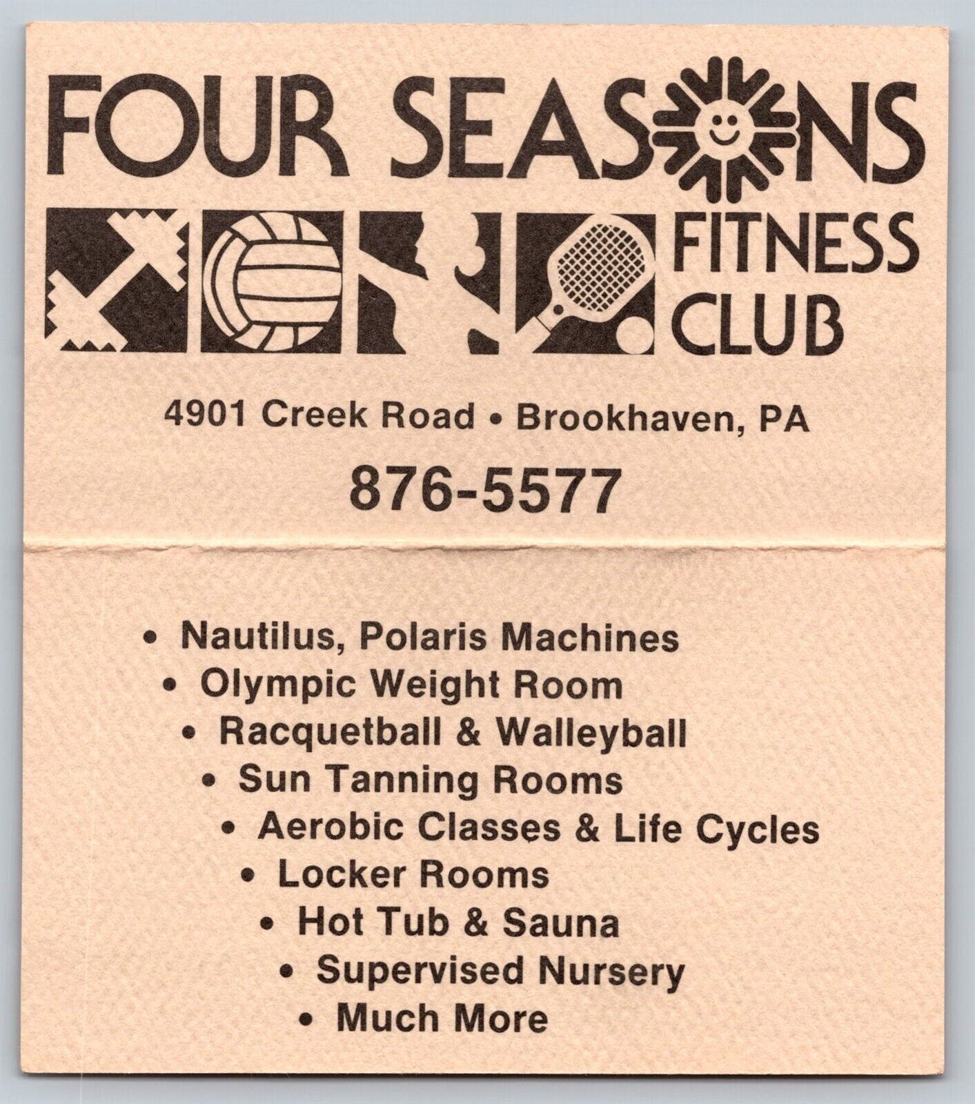 1970s 1980s Business Card Four Seasons Fitness Club Brookhaven PA Vtg