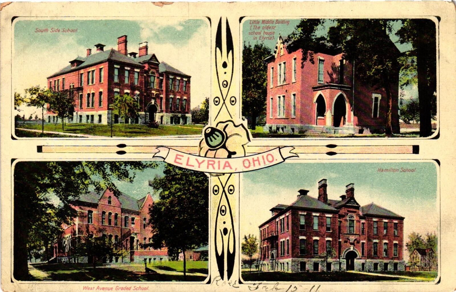 Vintage Postcard- Schools, Elyria, OH Early 1900s