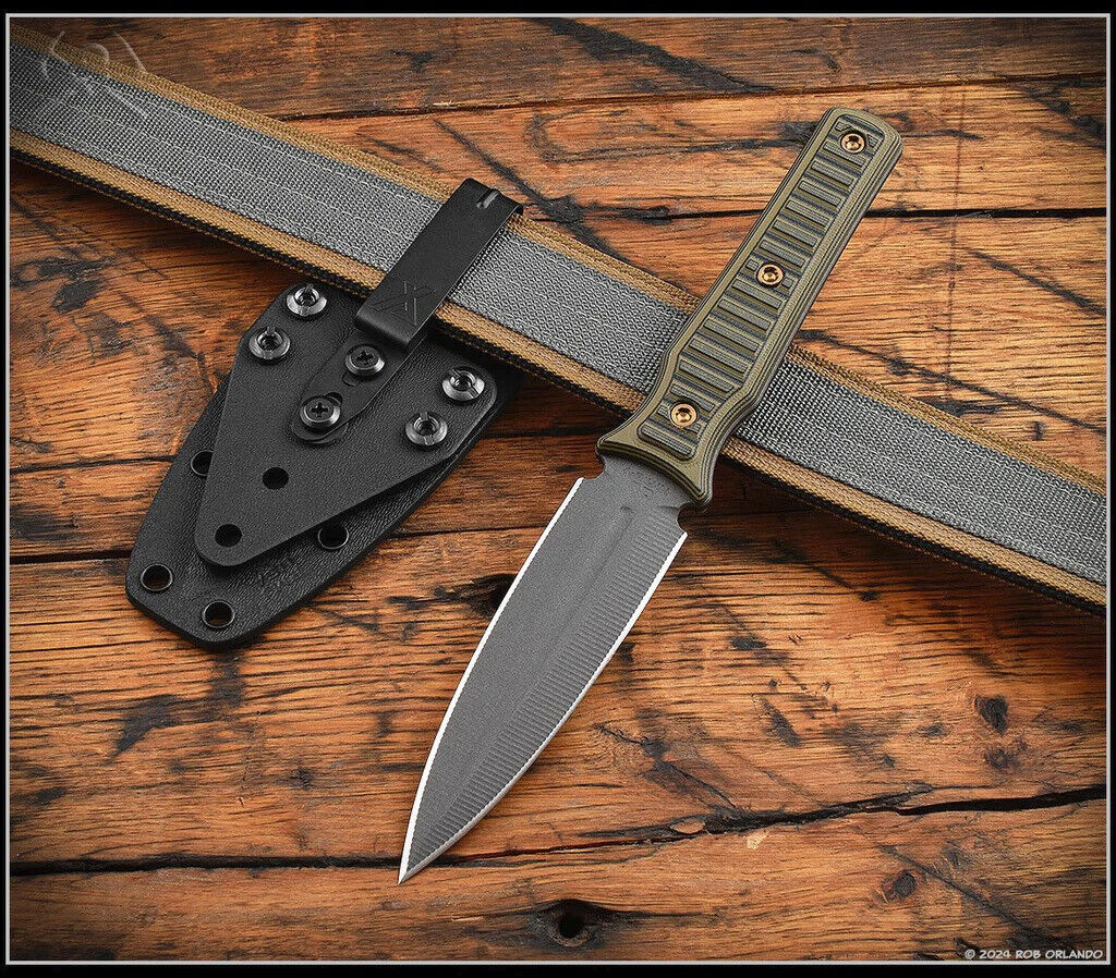 RMJ Tactical Orlando Special Tungsten Cerakote Nitro-V Blade Dirty Olive Sheath