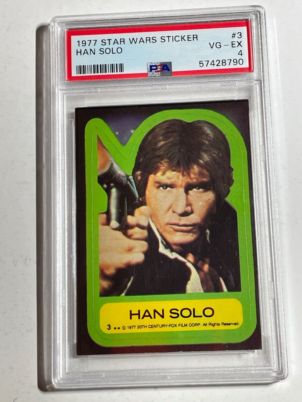 Vintage Topps 1977 Star Wars Sticker Han Solo #3 PSA 4