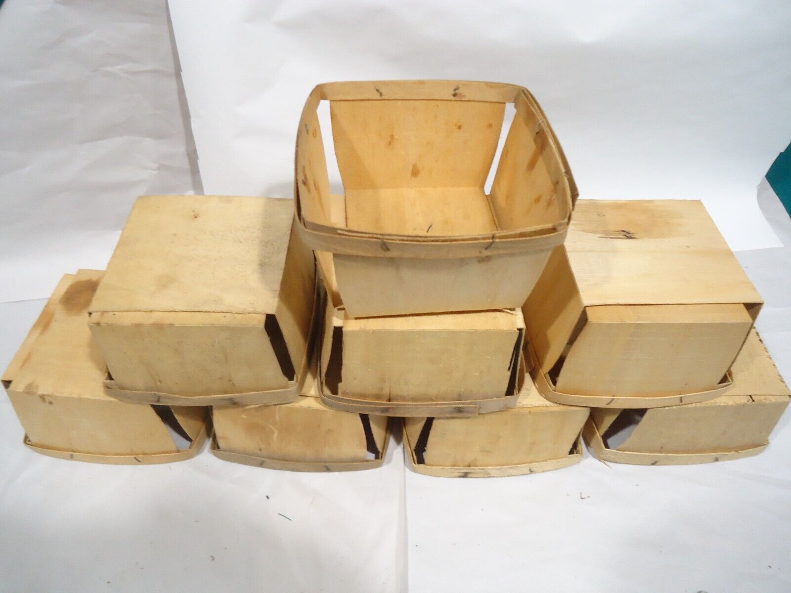 8 Vintage Primitive Wood Berry Baskets Boxes. 5 x 5 x 3. crafting.