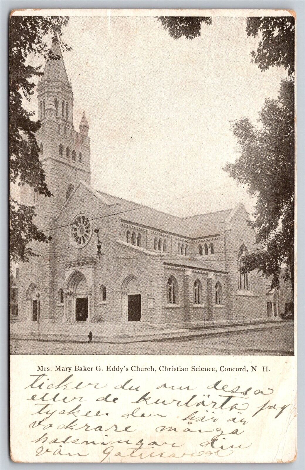 Postcard Mrs. Mary Baker G Eddy\'s Church Christian Science Concord NH M24