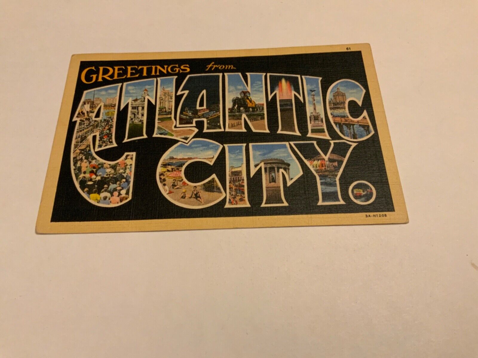 Atlantic City, N.J. ~ Large Letter Multi View Linen Vintage  Postcard