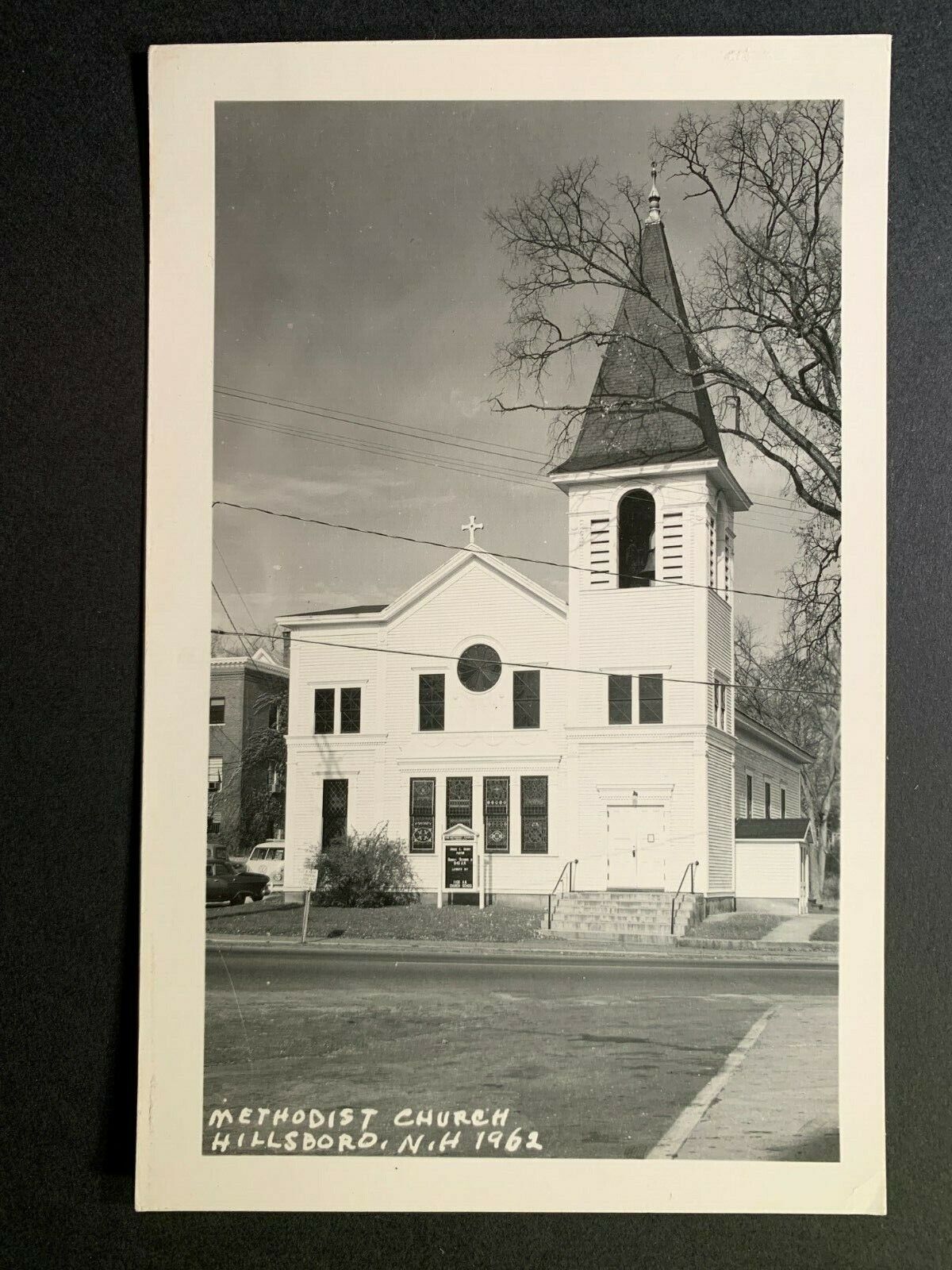 RPPC Postcard Hillsboro NH - c1960s Methodist Church