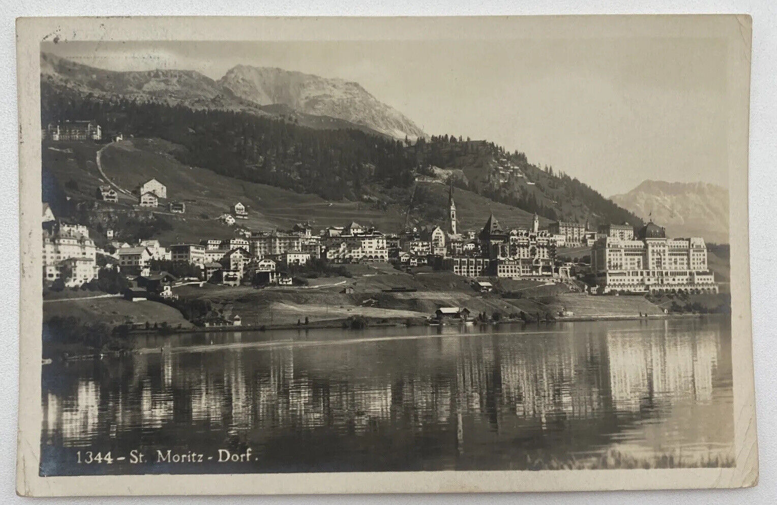Postcard St Moritz Dorf Switzerland City Scene RPPC