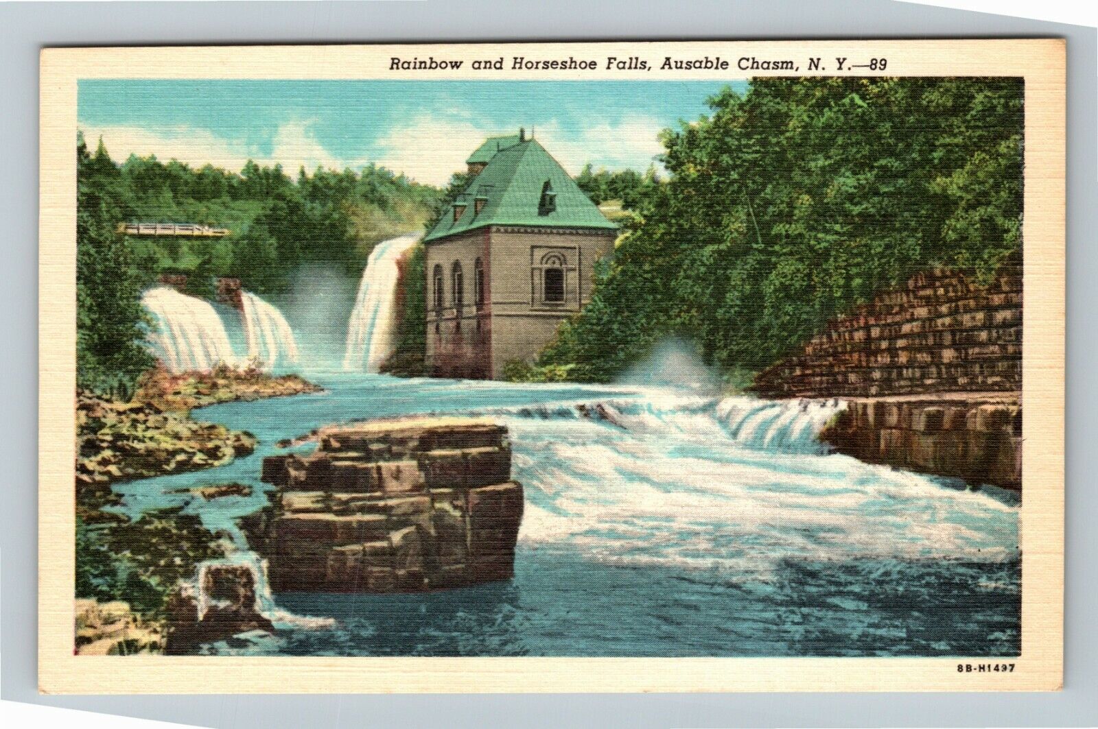 Ausable Chasm NY-New York, Rainbow And Horseshow Falls, Vintage Postcard