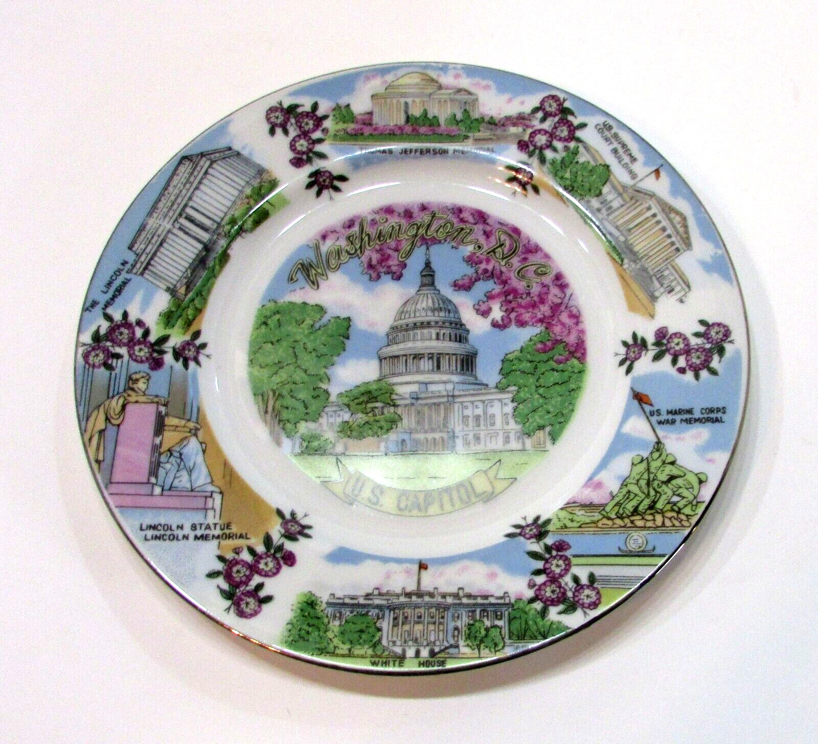Vintage 1970\'s Washington D.C. Porcelain Plate Monuments Capitol White House etc