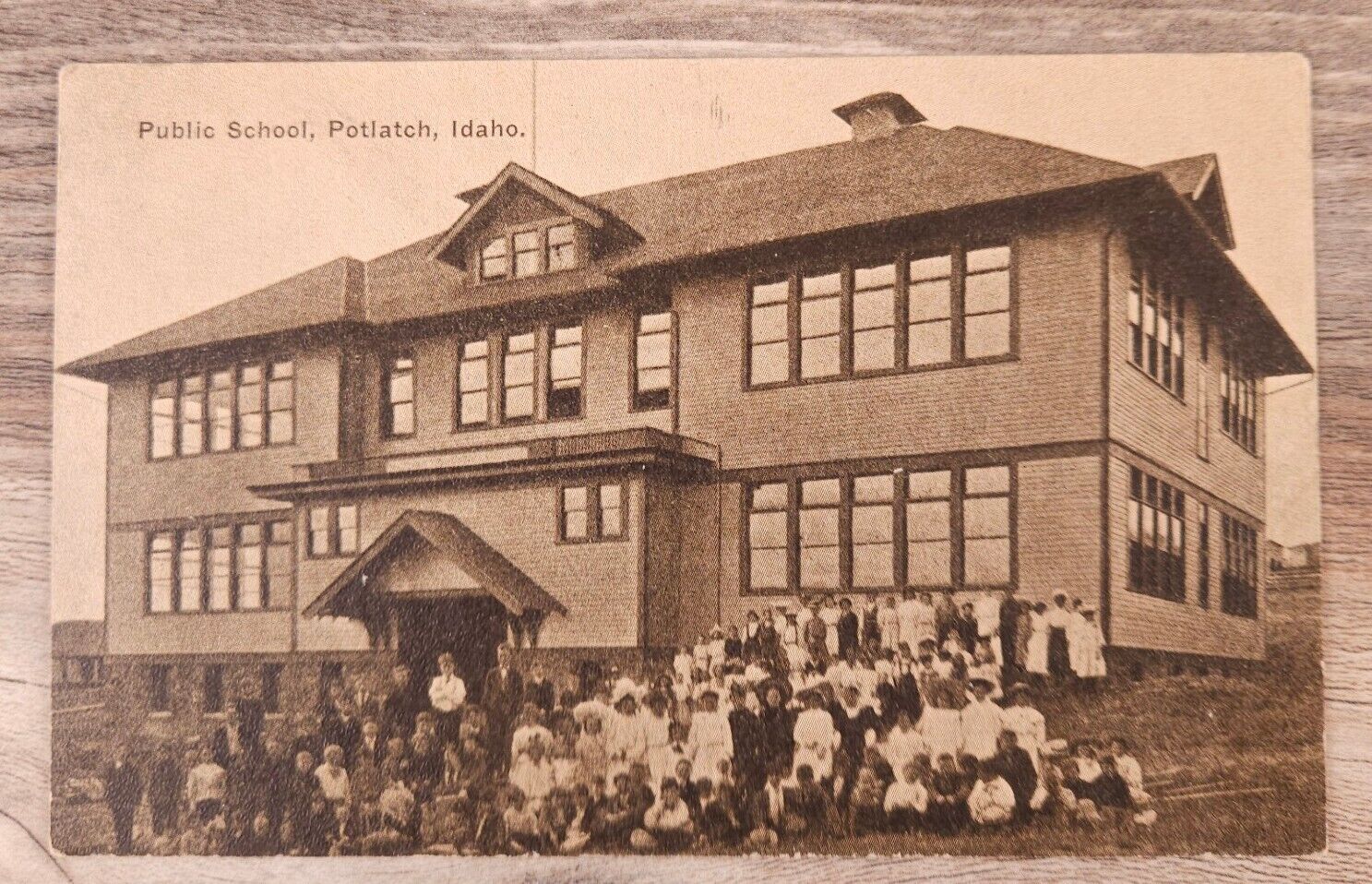 Public School Potlatch Idaho Posted 1916 Schoolhouse Children  Postcard