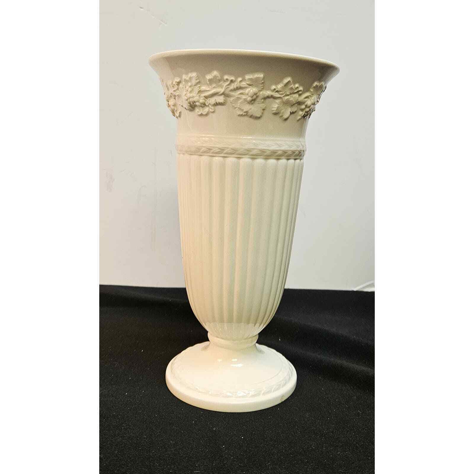 Wedgwood Embossed White Grapevine Footed Vase 8.5\