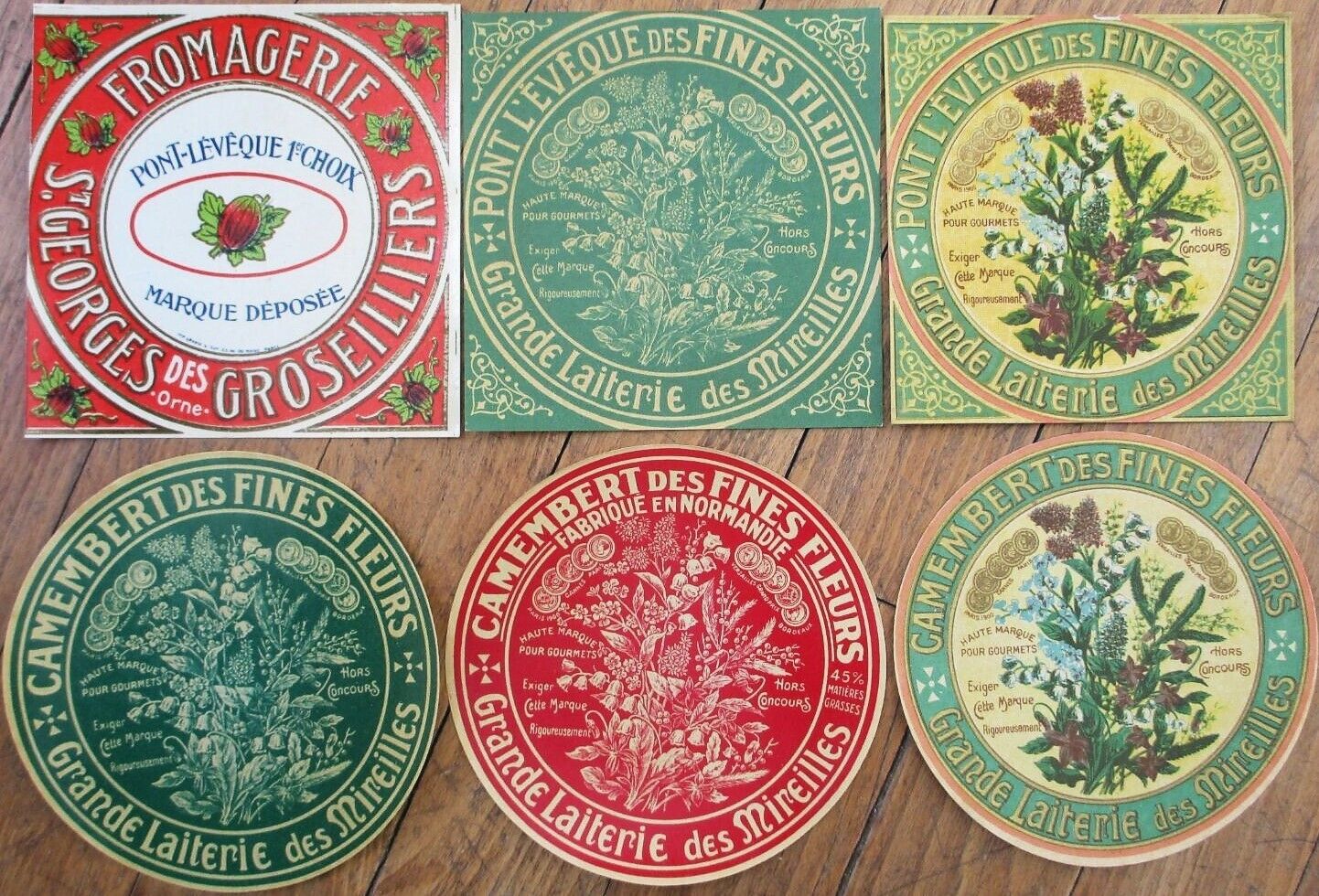 Cheese Labels 1890s French Collection of Ten 10 Different, Color Litho, Fromage