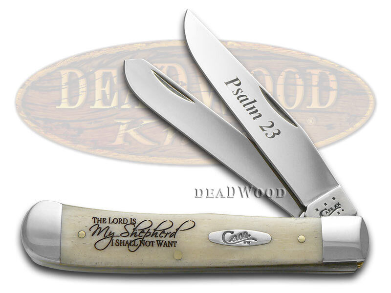 Case xx Knives Trapper Psalm 23 Natural Bone Bible Stainless Pocket Knife 08795