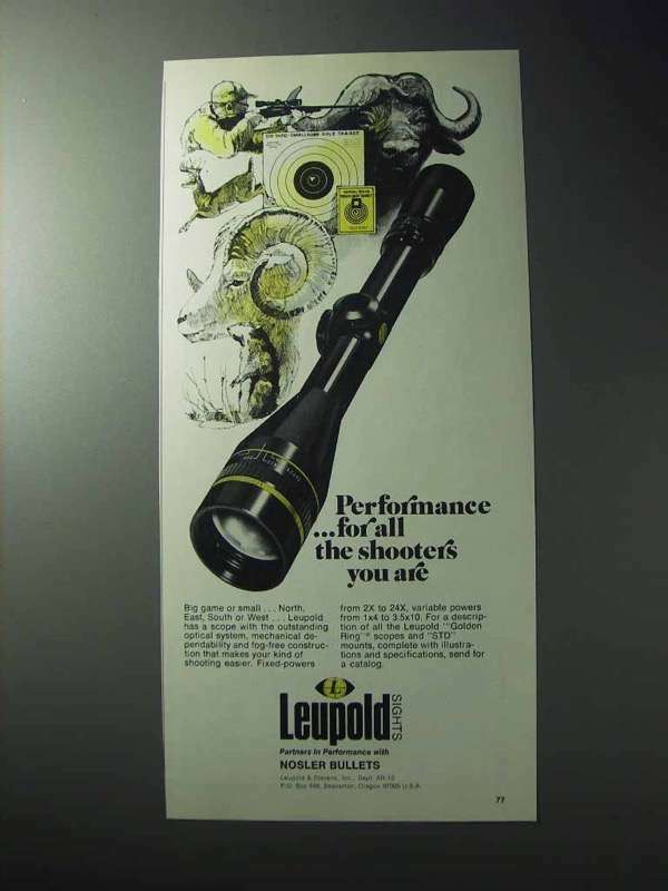 1977 Leupold Sights Ad - Performance For All