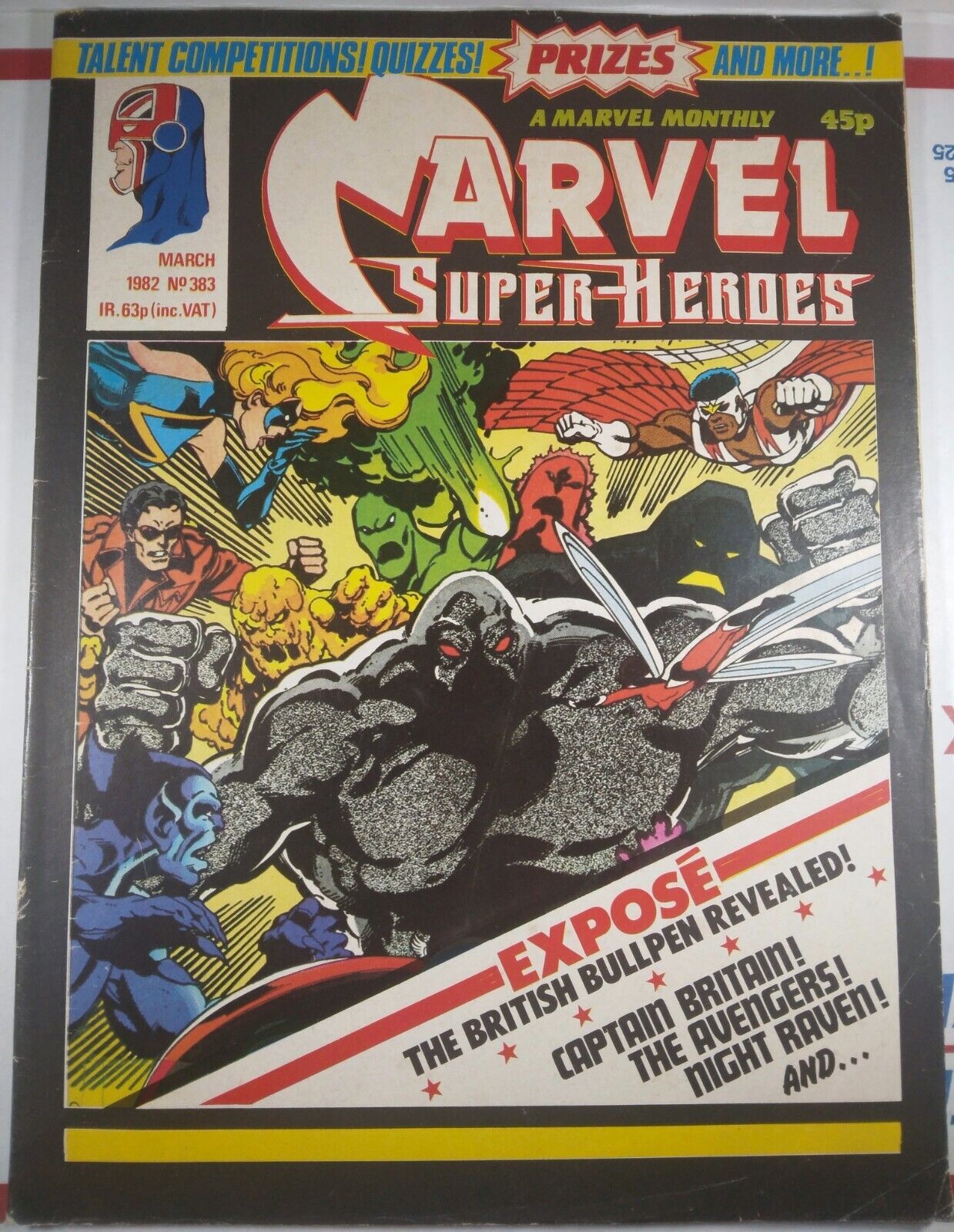 💥 MARVEL SUPER-HEROES #383 UK 1982 🔑 CAPTAIN BRITAIN + SATURNYNE Avengers FN-