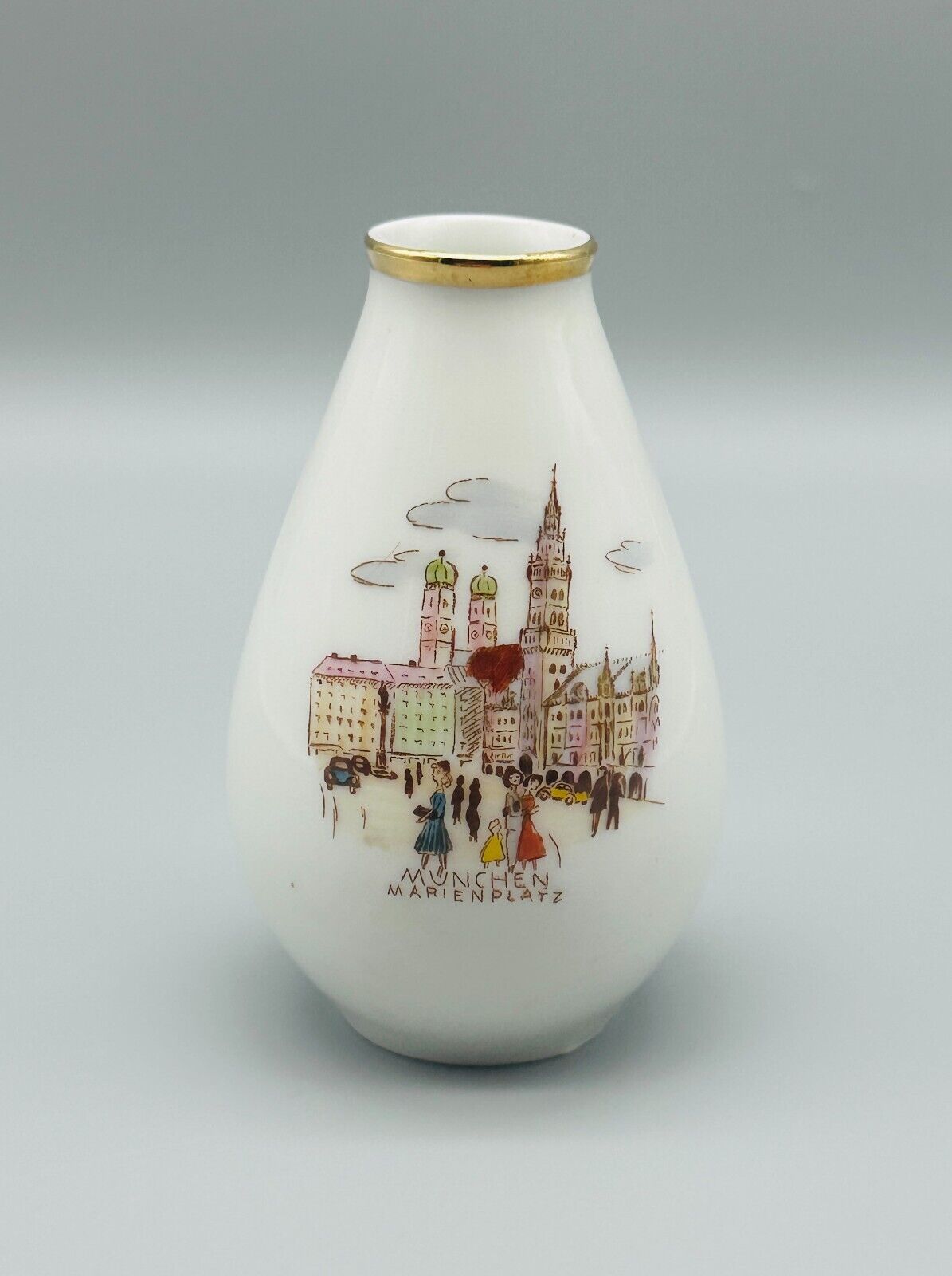 Vintage Plankenhammer Miniature Vase Munchen Marienplatz Bavaria Germany