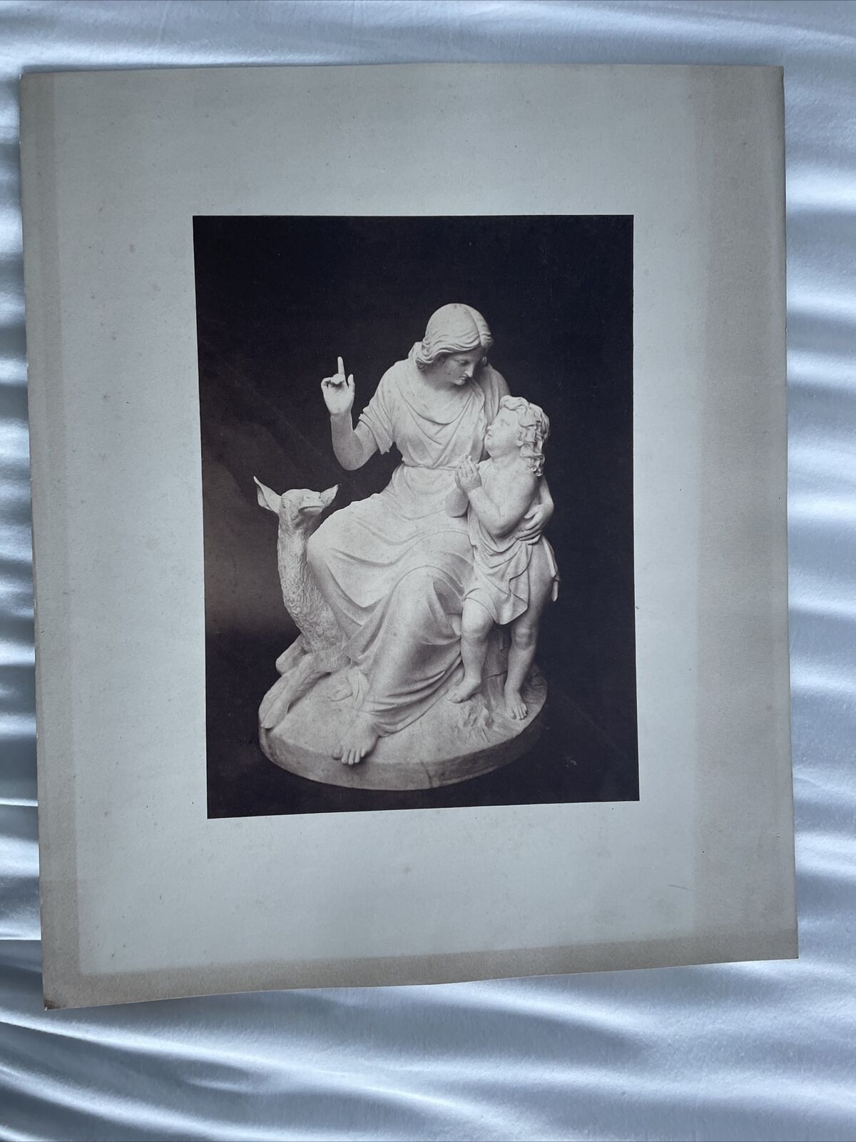 antique photo Germany Austria mother child sculpture marble unsigned 1880