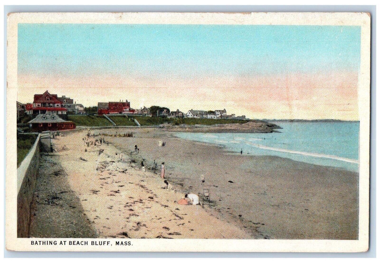 c1910 Bathing Beach Bluff Sand Exterior Massachusetts Vintage Antique Postcard