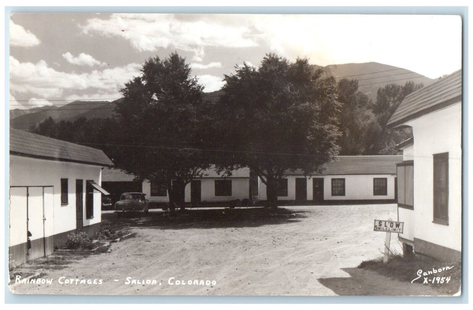 c1940's Rainbow Cottages Car Salida Colorado CO Sanborn RPPC Photo Postcard