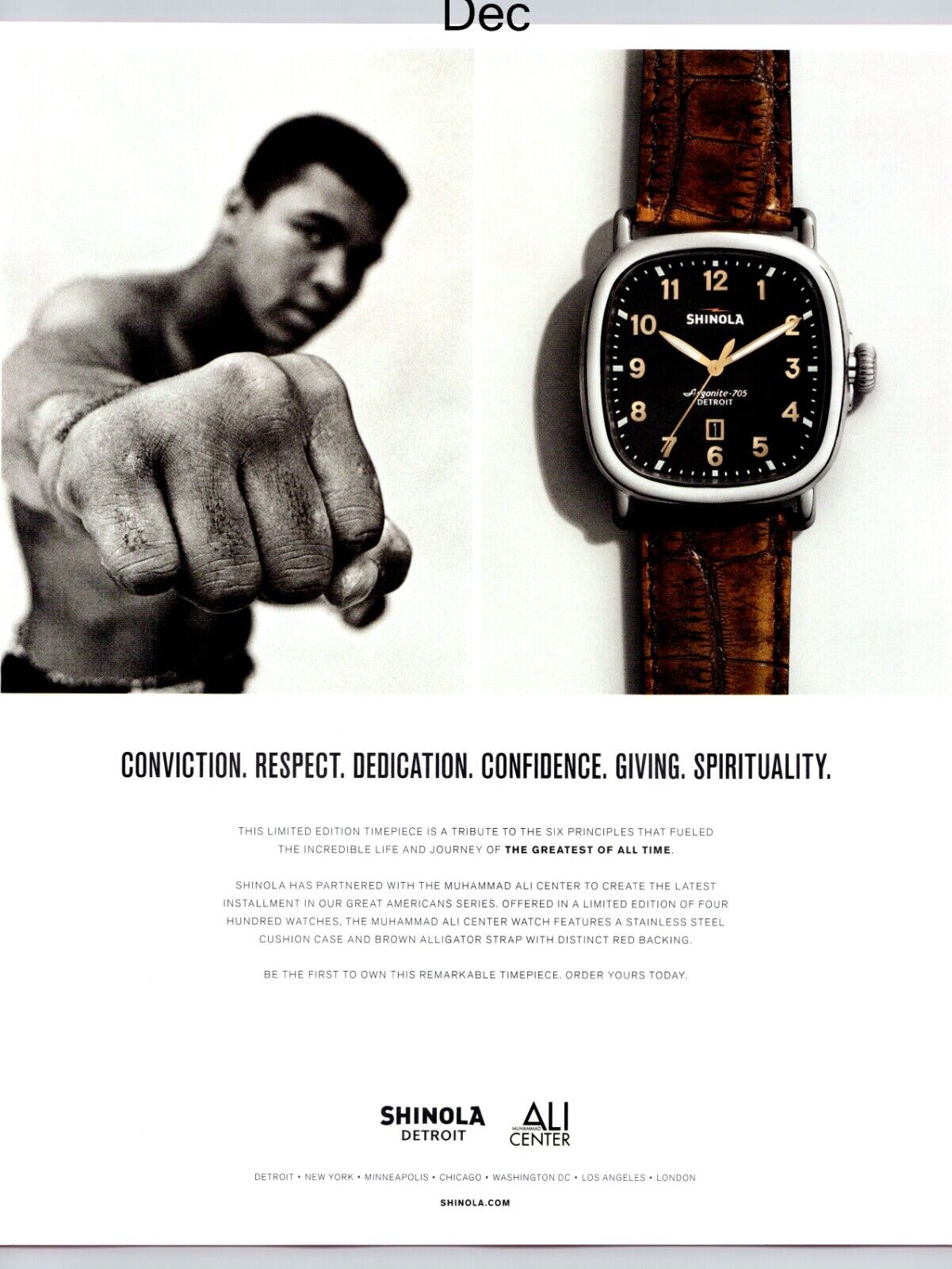 Muhammad Ali Shinola Limited Edition Watch Promo 2015 Full Page Print Ad