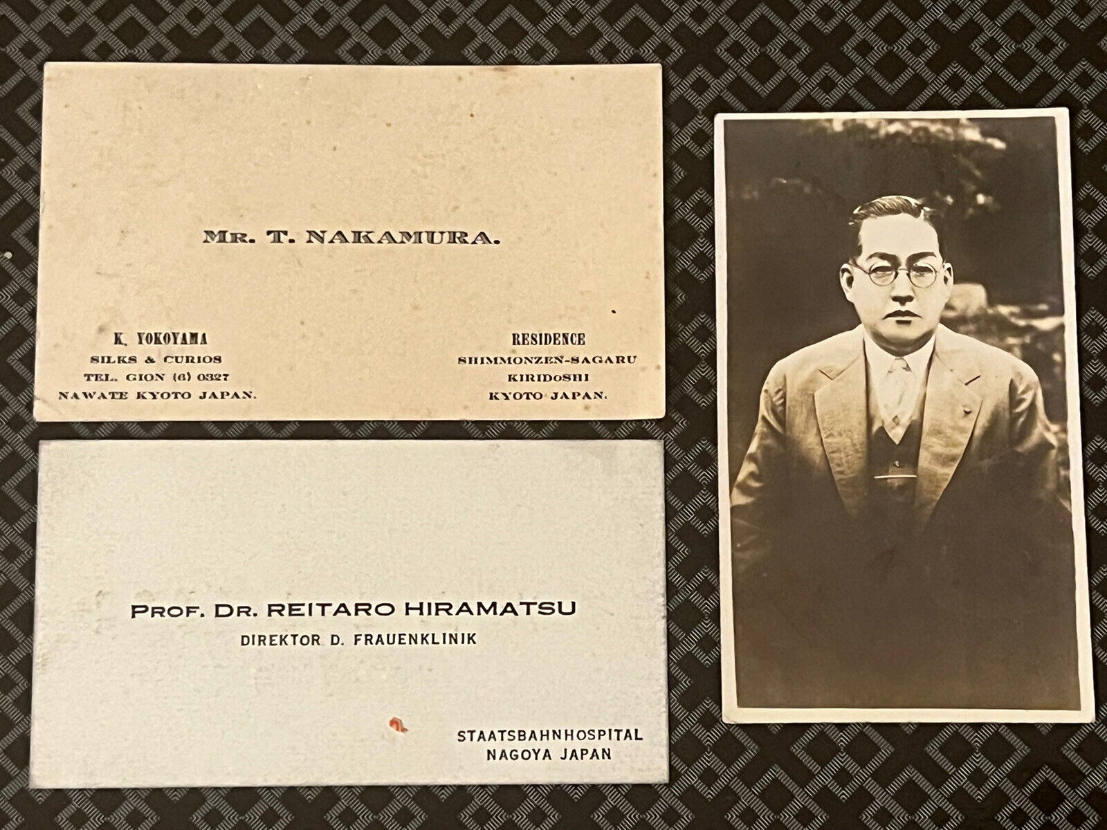 c. 1940 Japanese Business Cards (3) - Pre WWII - Kyoto - Nagoya - Yokohama