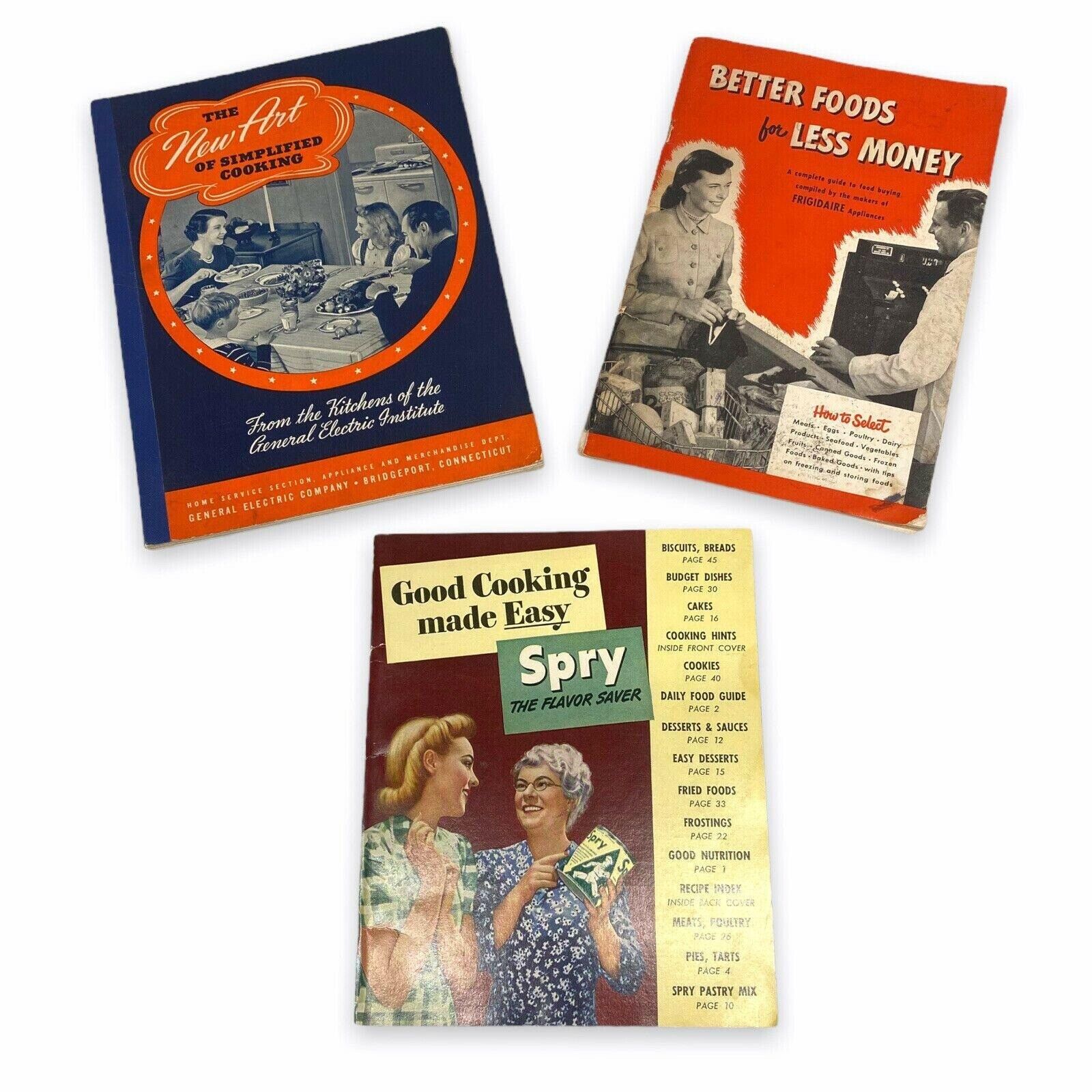 1950\'s Advertising Recipe Cookbooks Spry GE General Electric Frigidaire Set of 3