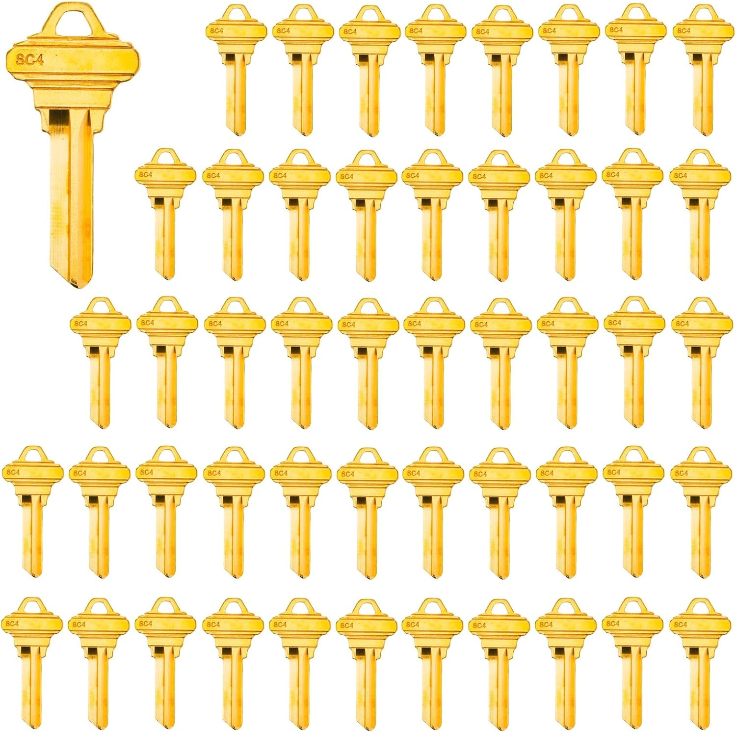 Brass Finish Uncut Key Blanks, SC4 (6SH1) Blank Keys, SC4 Key Blanks 6 Pin (50-P