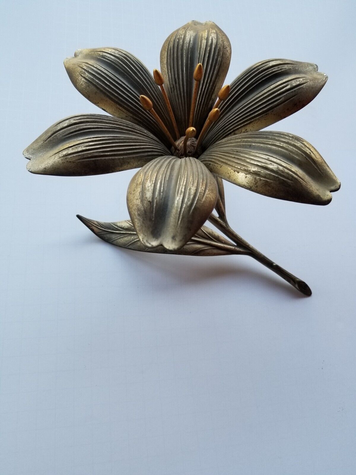 Signed Vintage Rare Mid Century Lotus Flower Ashtray  6 Removable Petals Metal