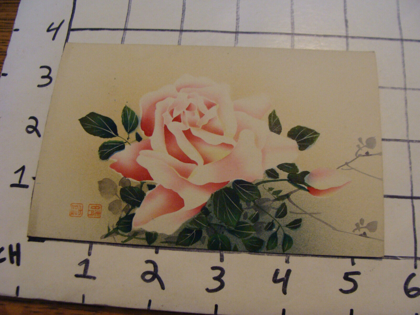 Vintage Unused Carte Postale Japanes Art floral #6 beautiful card undated ROSE