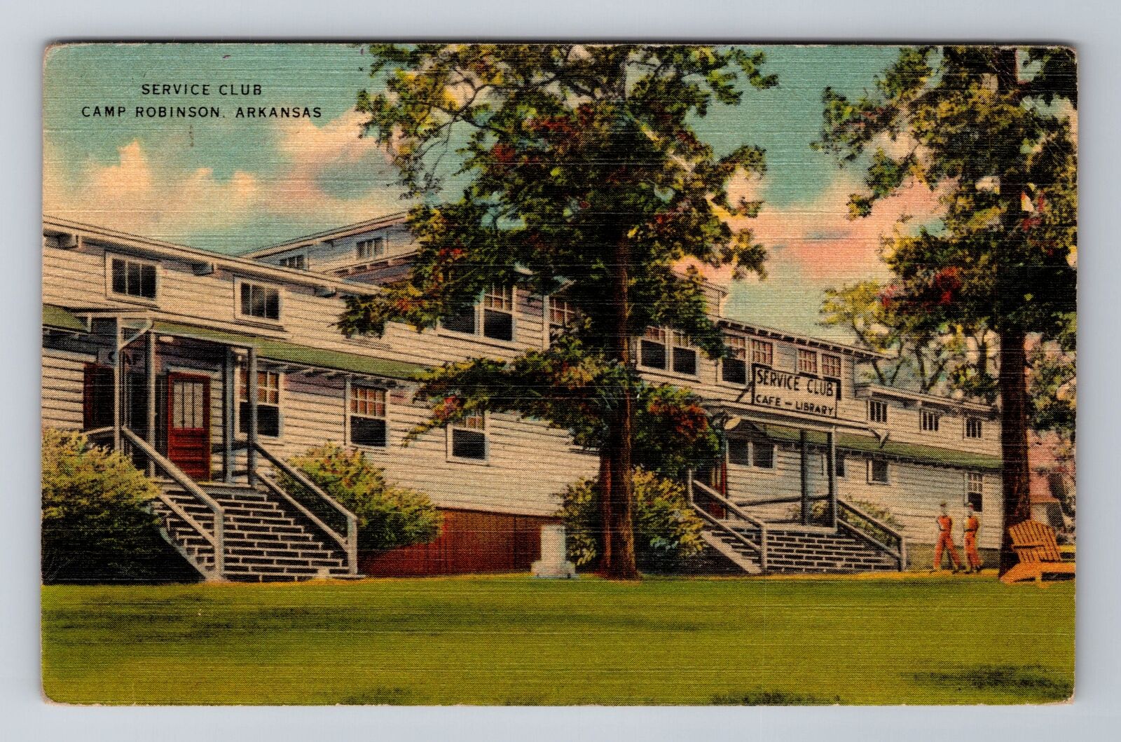 Camp Robinson AR-Arkansas, Service Club, Antique Vintage c1942 Souvenir Postcard