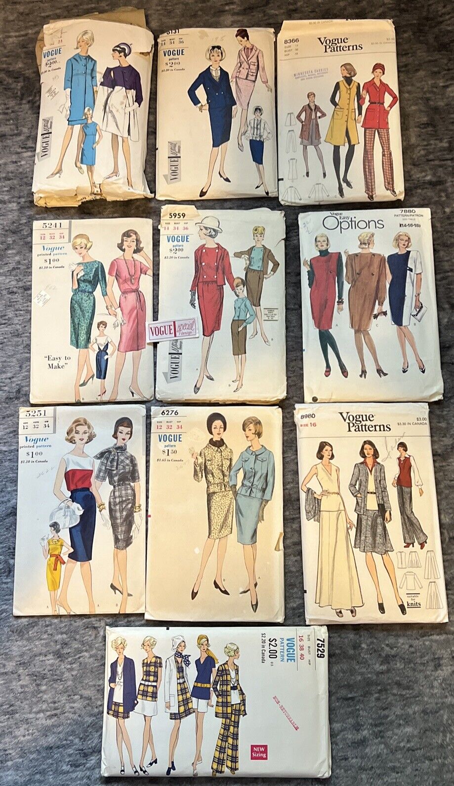 60s Vintage LOT Of 10 Vogue Special Design Sewing Patterns Mod Dress Sz 12 14 16