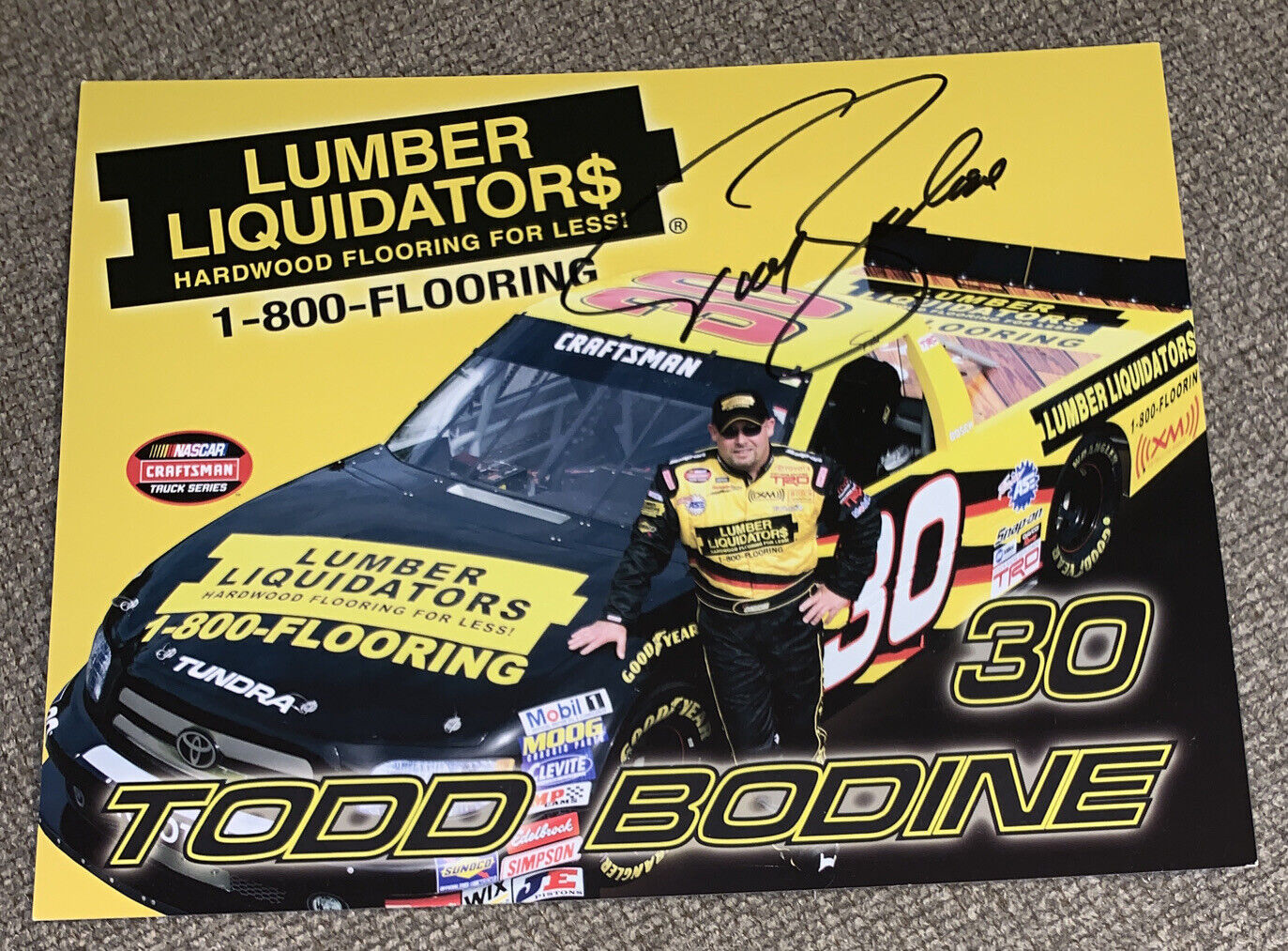 Todd Bodine Signed 2006 Lumber Liquidators Truck Postcard Hero Card NASCAR COA x