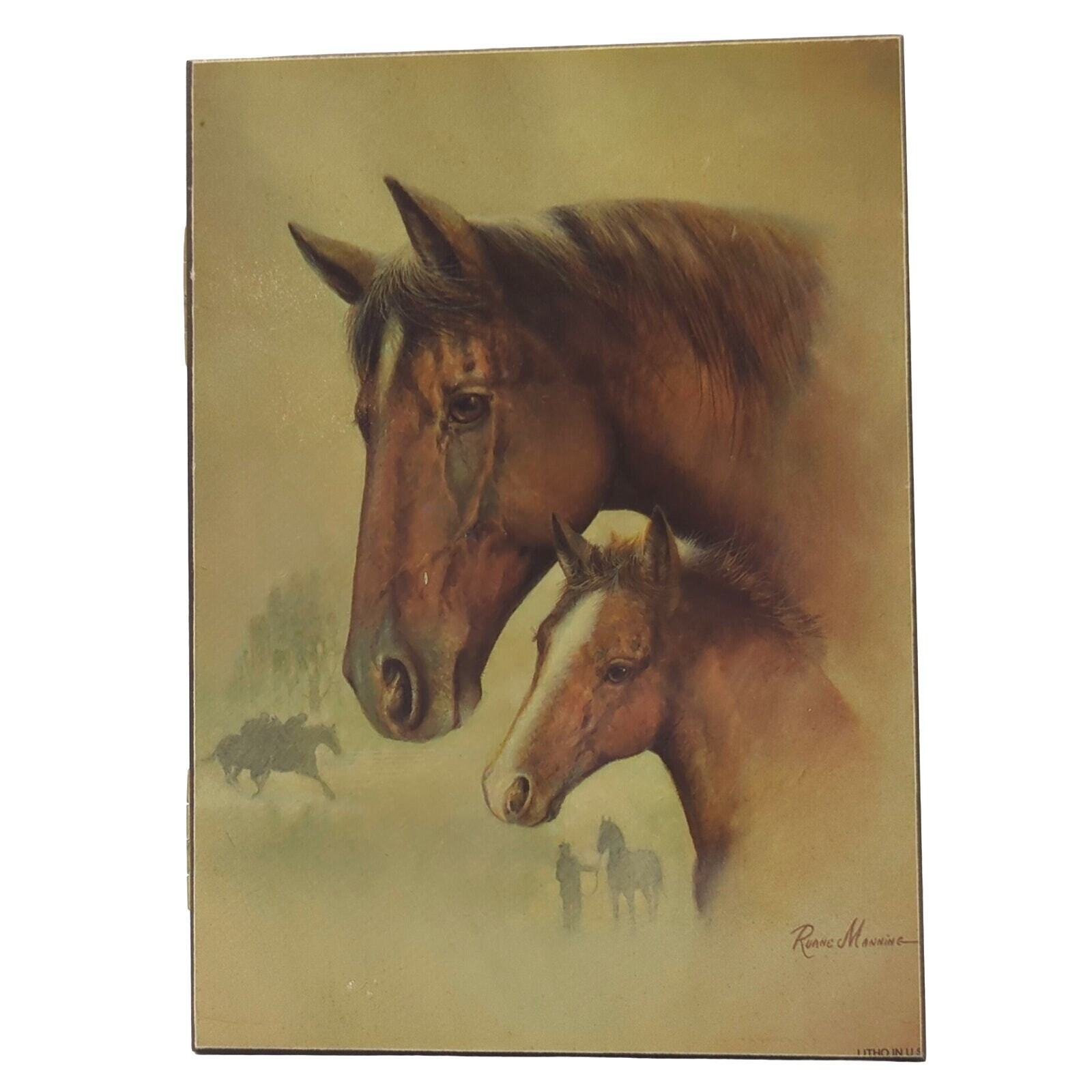 VTG Wisconsin Dells Cedar Wood Trinket Box Horses Litho 1987 Donald Art 6.5x4.5