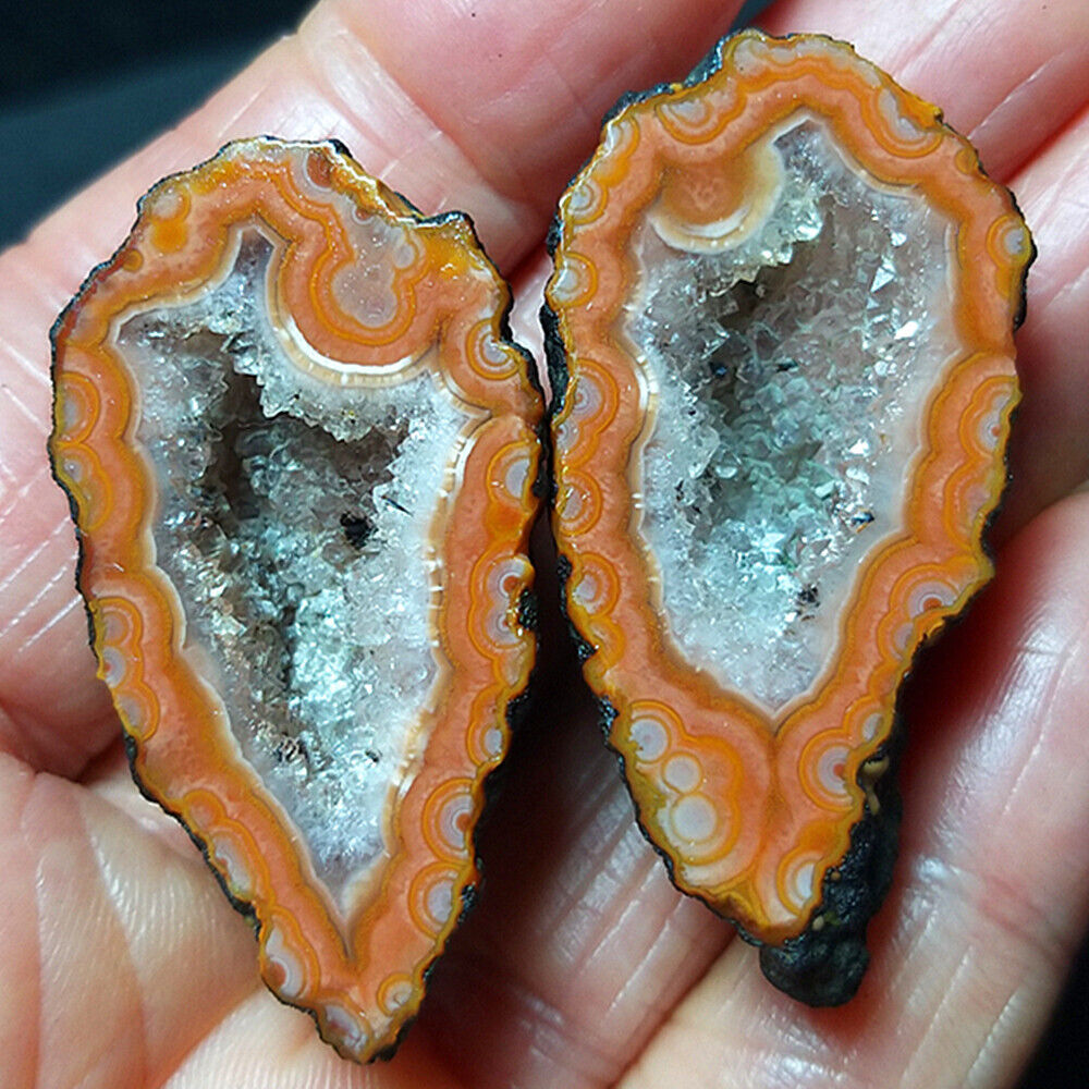 RARE 1 pair 25.3G Natural Warring States Red Agate Crystal Healing A2612