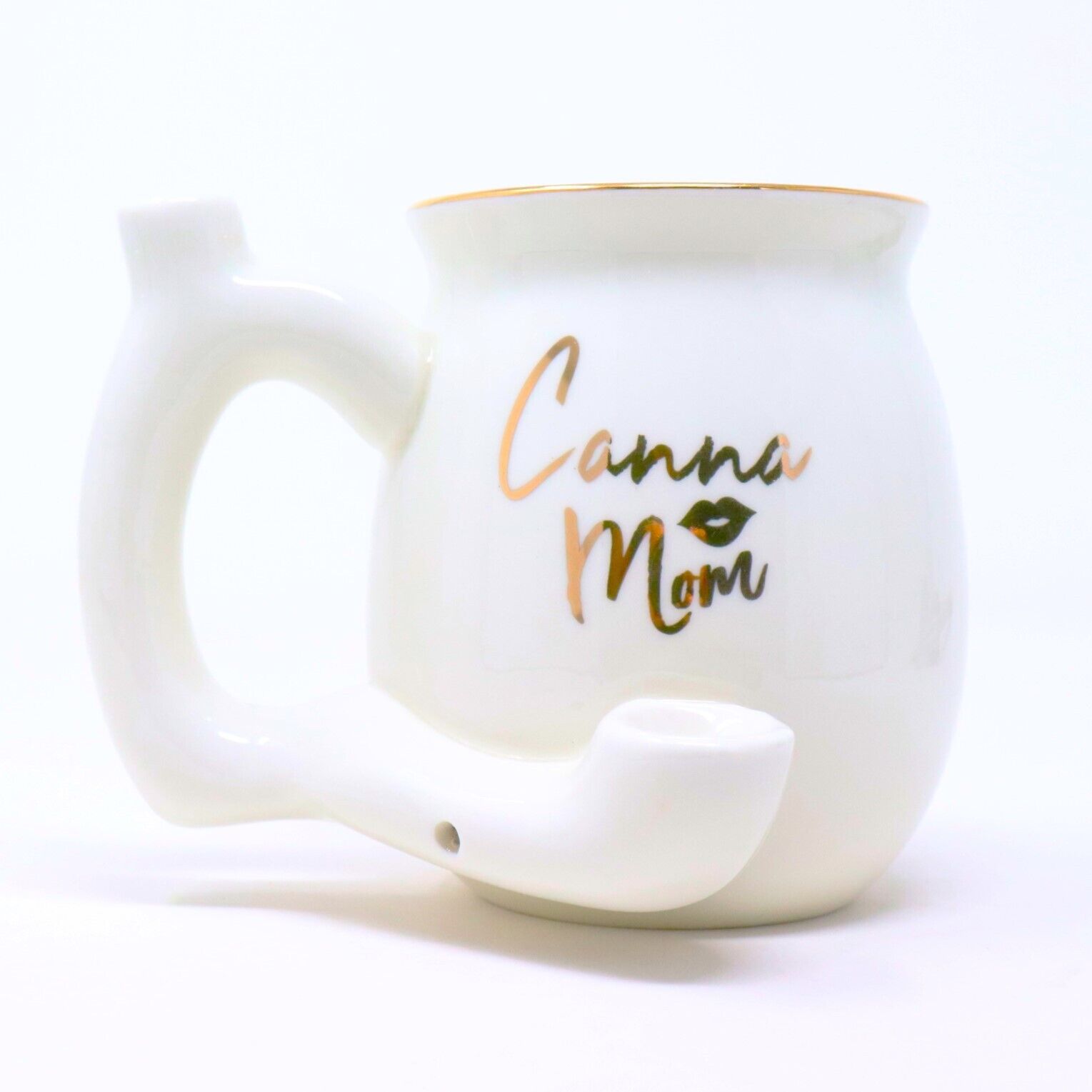 Wake and Bake Canna Mom White Ceramic Coffee Tea Pipe Mug - R1