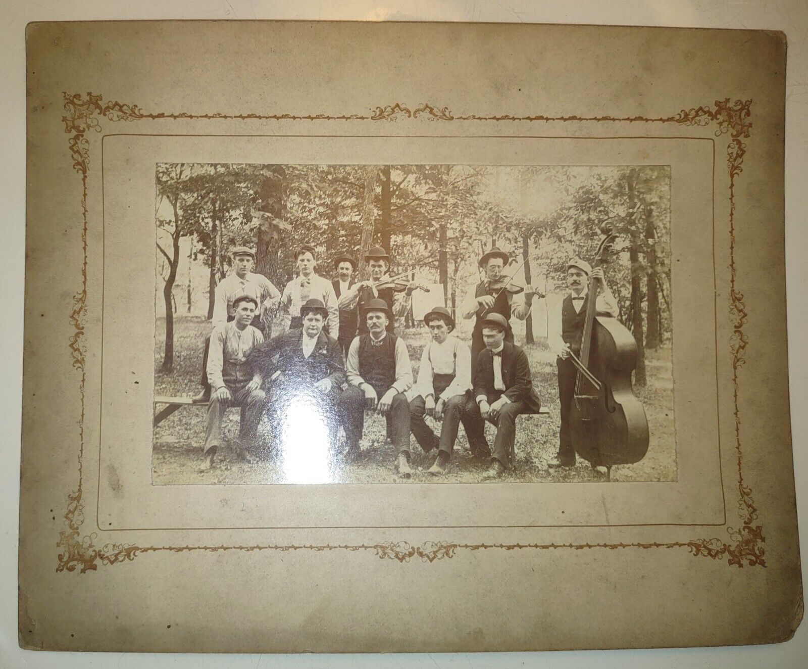 1899 Cincinnati Mounted Band Photo Men Musicians Outdoor Antique Ohio Picture OH