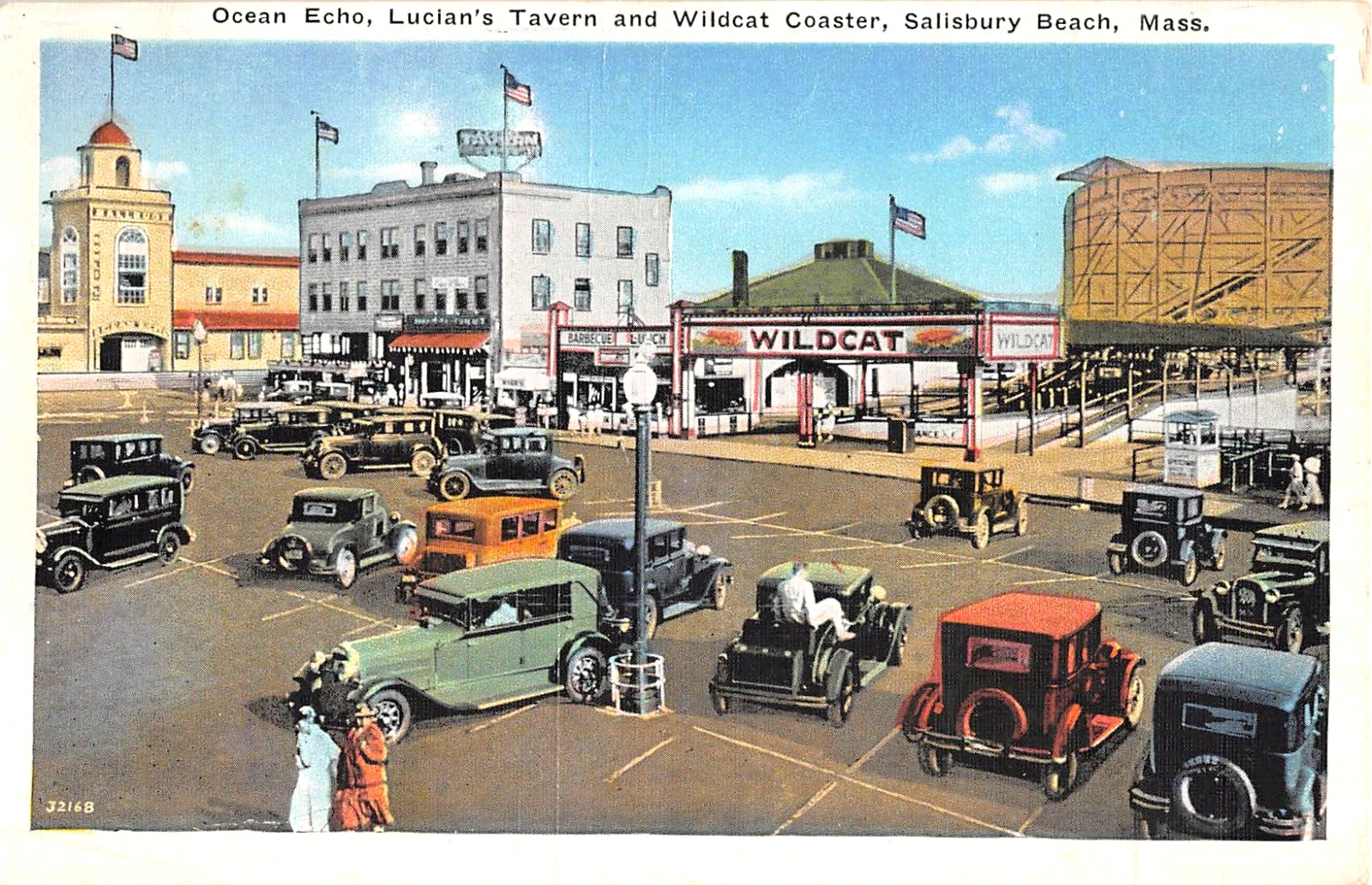 1920\'s? Wildcat Roller Coaster Salisbury Beach MA post card Amusement Park