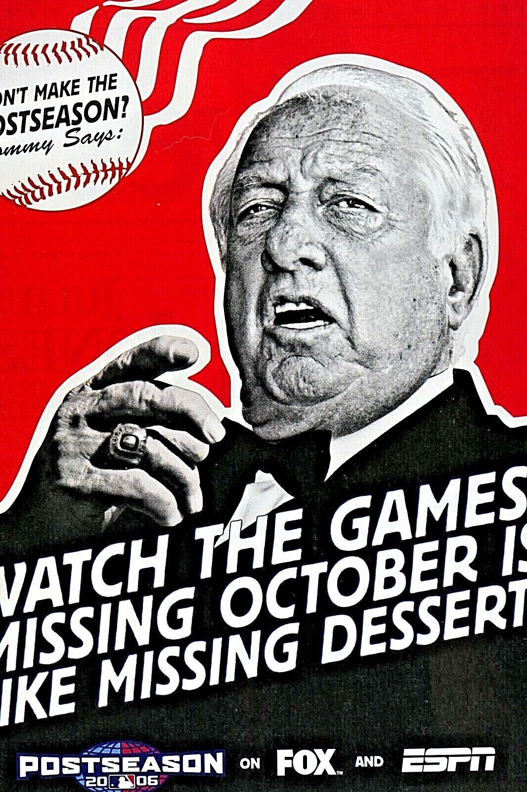 Tommy Lasorda Los Angeles Dodgers 2006 Playoffs Fox  ESPN Original Print Ad
